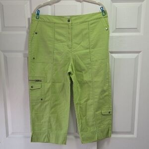 Chico's Vibrant Green Cotton Capri Cargo Pants